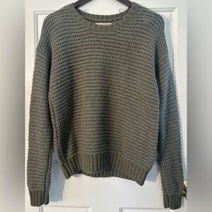BANANA REPUBLIC S Merino Wool Waffle Knit Crewneck Olive Vintage Campus Style